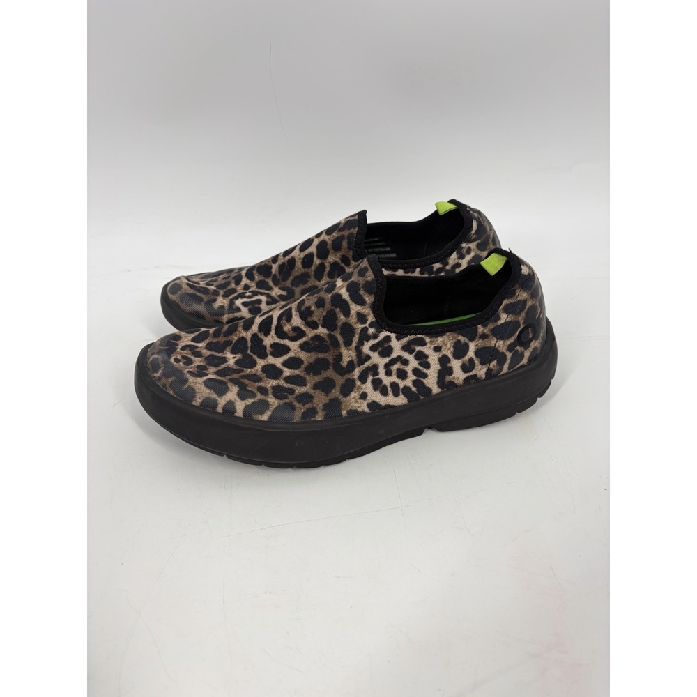 Oofos OOmg eeZee Women's Size 9 low Shoes Slip On Cheetah Black Recovery Sneaker